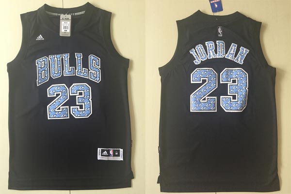  NBA Chicago Bulls 23 Michael Jordan Black Diamond Fashion Stitched NBA Jersey