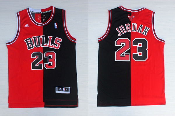  NBA Chicago Bulls 23 Michael Jordan Swingman Split Black Red Jersey