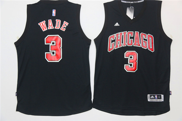  NBA Chicago Bulls 3 Dwyane Wade New Revolution 30 Swingman Black Jerseys
