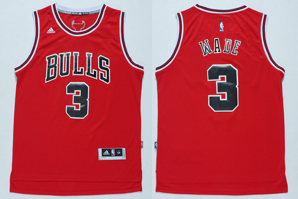  NBA Chicago Bulls 3 Dwyane Wade New Revolution 30 Swingman Red Jersey