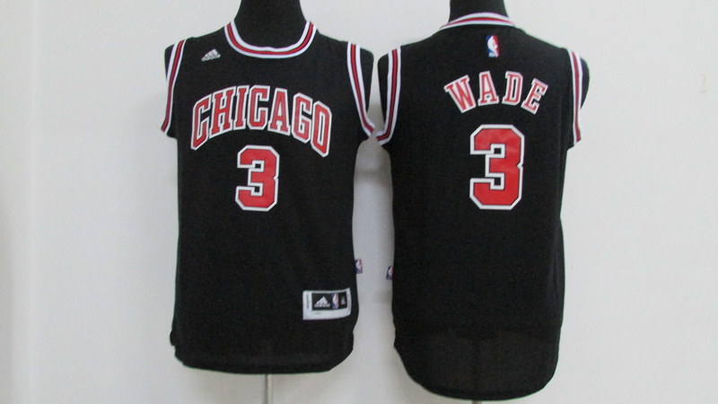  NBA Chicago Bulls 3 Dwyane wade New Revolution 30 Swingman Black Youth Jersey