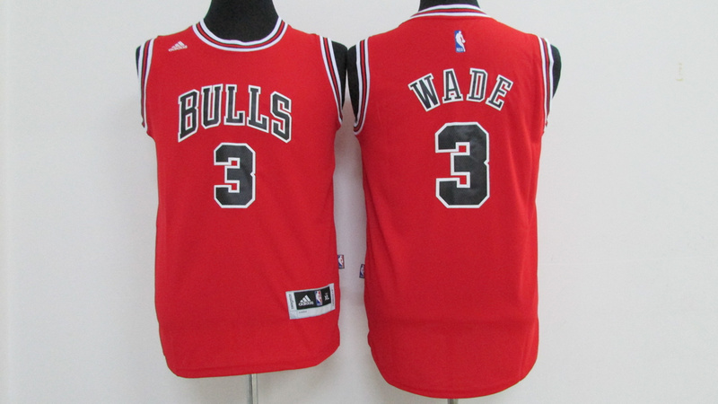  NBA Chicago Bulls 3 Dwyane wade New Revolution 30 Swingman Home Red Youth Jerseys