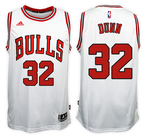  NBA Chicago Bulls 32 Kris Dunn New Revolution 30 Swingman White Jersey