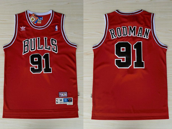  NBA Chicago Bulls 91 Dennis Rodman New Revolution 30 Swingman Red Jersey