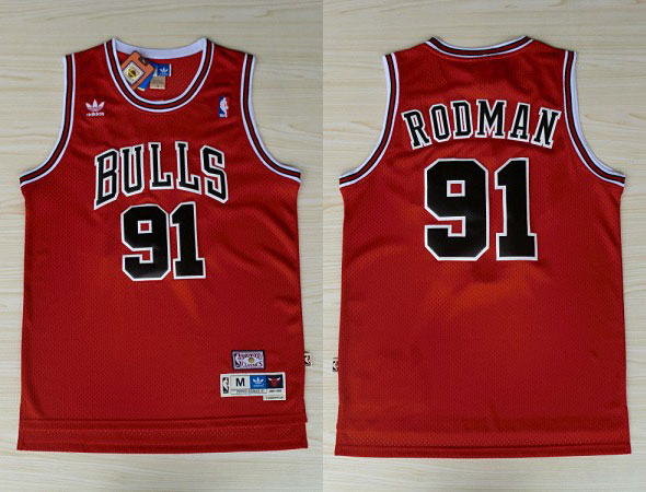  NBA Chicago Bulls 91 Dennis Rodman New Revolution 30 Swingman Red Jerseys