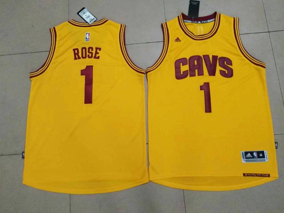  NBA Cleveland Cavaliers #1 Derrick Rose jersey New Revolution 30 Swingman Yellow Jersey