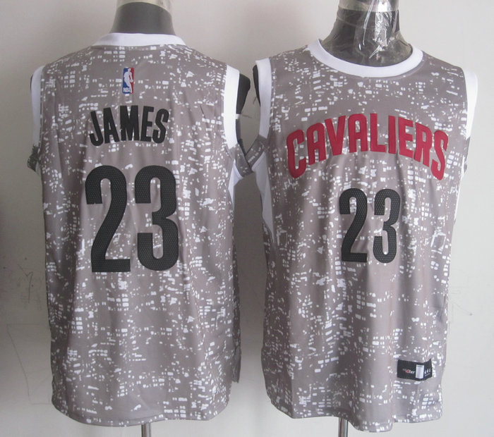  NBA Cleveland Cavaliers 23 Lebron James Grey City Luminous Jersey