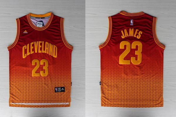  NBA Cleveland Cavaliers 23 Lebron James Resonate Fashion Swingman Red Yellow Jersey