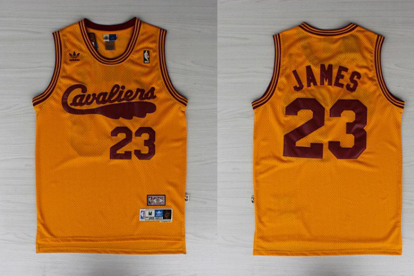  NBA Cleveland Cavaliers 23 Lebron James Swingman Throwback Retro Yellow Jersey