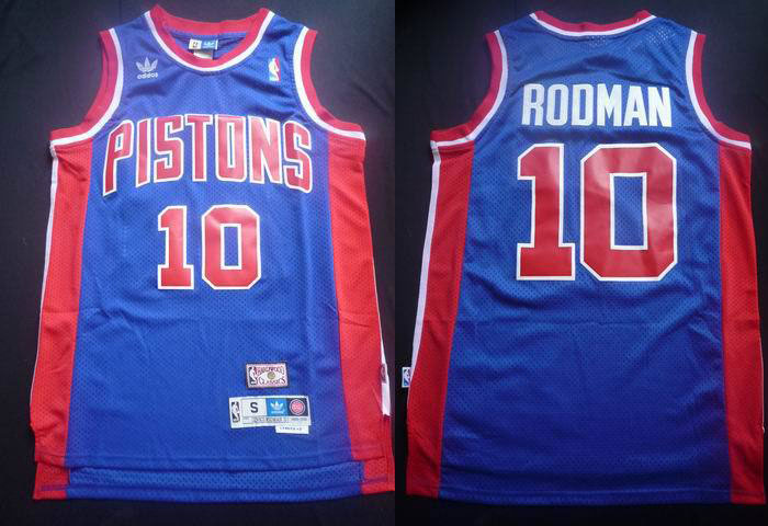  NBA Detroit Pistons 10 Dennis Rodman New Rev30 Swingman Throwback Blue Jersey