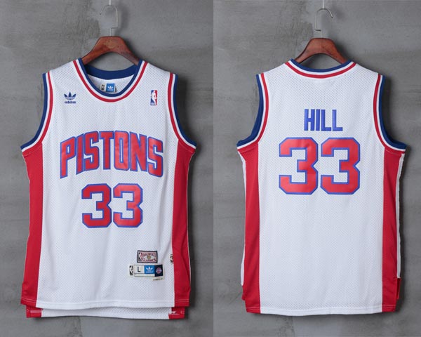 NBA Detroit Pistons 33 Grant Hill New Rev30 Swingman Throwback White Jersey