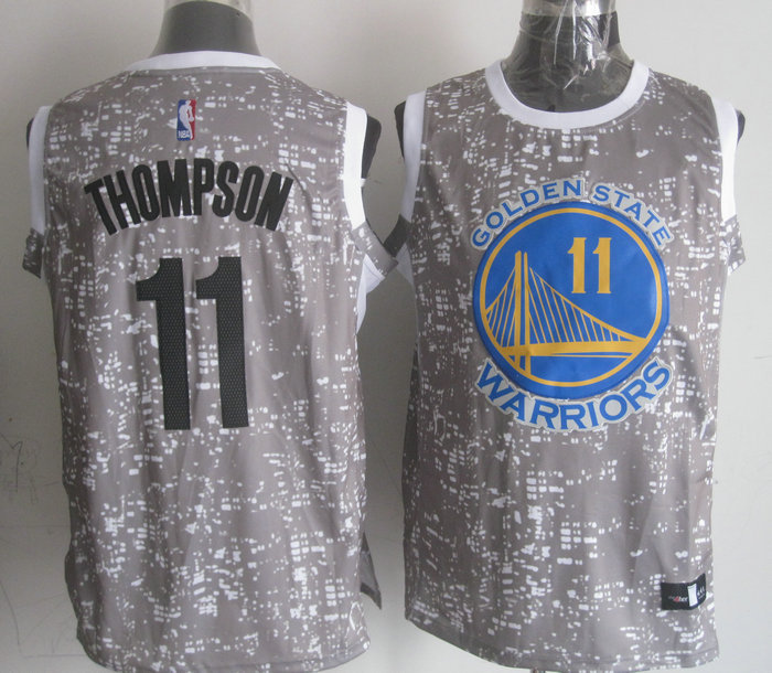  NBA Golden State Warriors 11 Klay Thompson Grey City Luminous Jersey