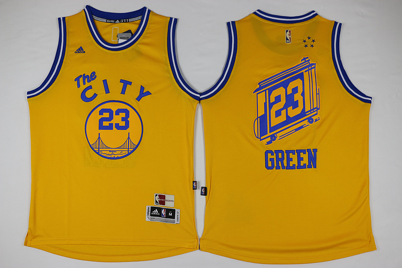  NBA Golden State Warriors 23 Draymond Green The City Hardwood Classic Swingman Yellow Jersey