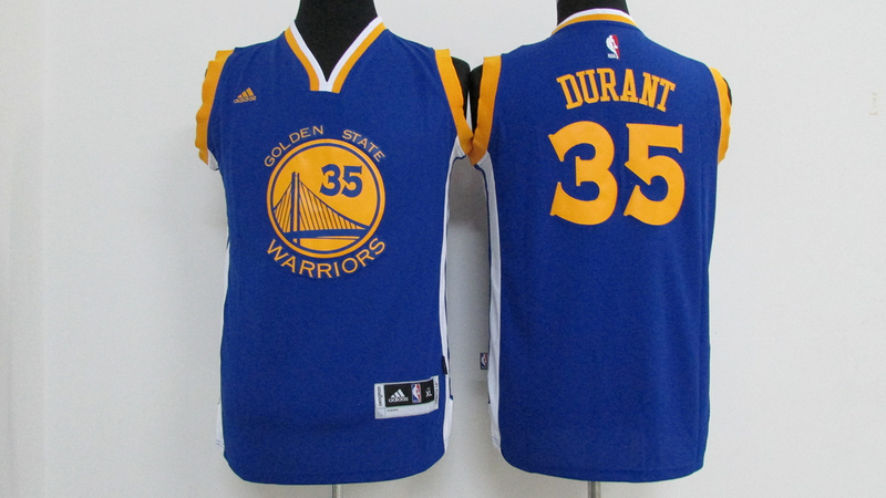  NBA Golden State Warriors 35 Kevin Durant New Revolution 30 Swingman Road Blue Kid Jersey