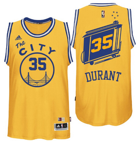  NBA Golden State Warriors 35 Kevin Durant Soul Throwback Swingman Yellow Jersey