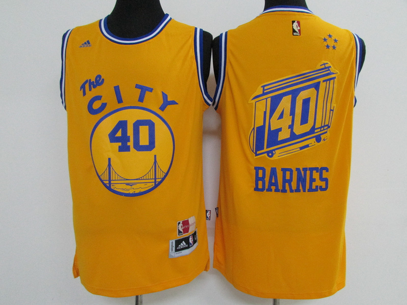  NBA Golden State Warriors 40 Harrison Barnes The City Hardwood Classic Swingman Yellow Jersey