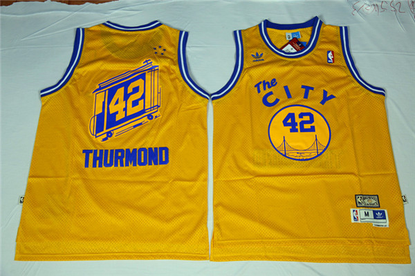  NBA Golden State Warriors 42 Nathaniel Thurmond Hardwood Classic Swingman Yellow Jersey