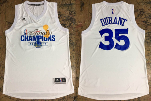  NBA Golden State Warriors Kevin Durant 2017 NBA Finals Champions Road Royal White Jersey
