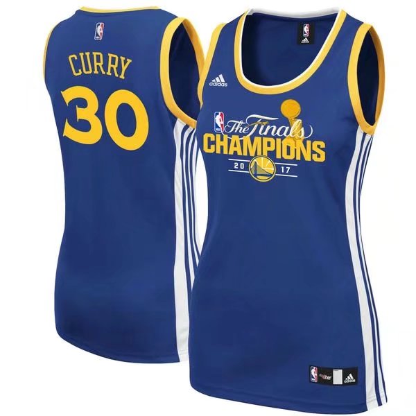  NBA Golden State Warriors Stephen Curry 2017 NBA Finals Champions Road Royal Dress Jersey