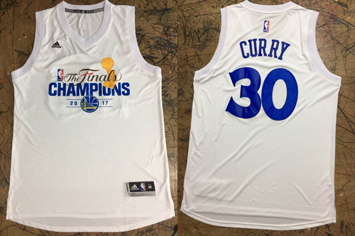  NBA Golden State Warriors Stephen Curry 2017 NBA Finals Champions Road Royal White Jersey