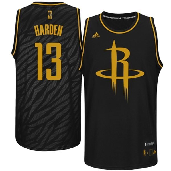  NBA Houston Rockets 13 James Harden Static Fashion Swingman Black Gold Jerseys