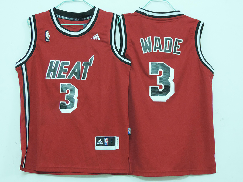  NBA Kids Miami Heat 3 Dwyane Wade Hardwood Classic Fashion Swingman Youth Red Jersey