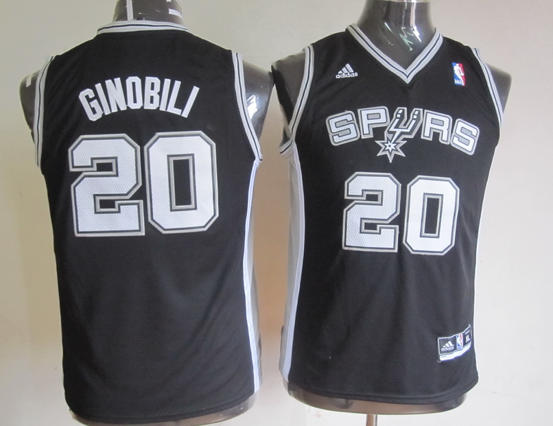  NBA Kids San Antonio Spurs 20 Manu Ginobili New Revolution 30 Swingman Black Youth Jersey