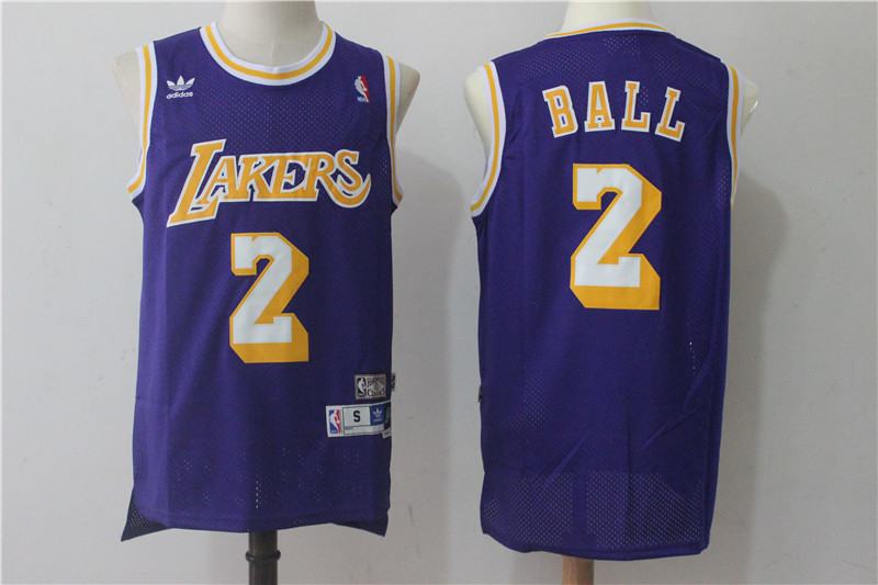  NBA Los Angeles Lakers #2 Lonzo Ball New Rev30 Swingman Throwback Purple Jersey