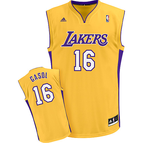  NBA Los Angeles Lakers 16 Pau Gasol New Revolution 30 Swingman Home Yellow Jersey