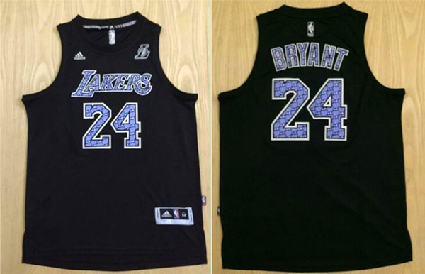  NBA Los Angeles Lakers 24 Kobe Bryant  Black Diamond Fashion Stitched NBA Jersey