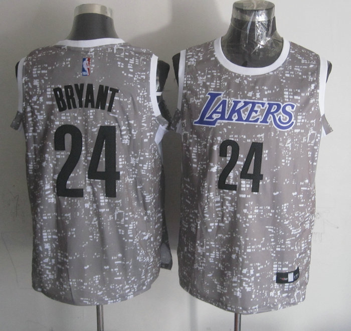  NBA Los Angeles Lakers 24 Kobe Bryant Grey City Luminous Jersey