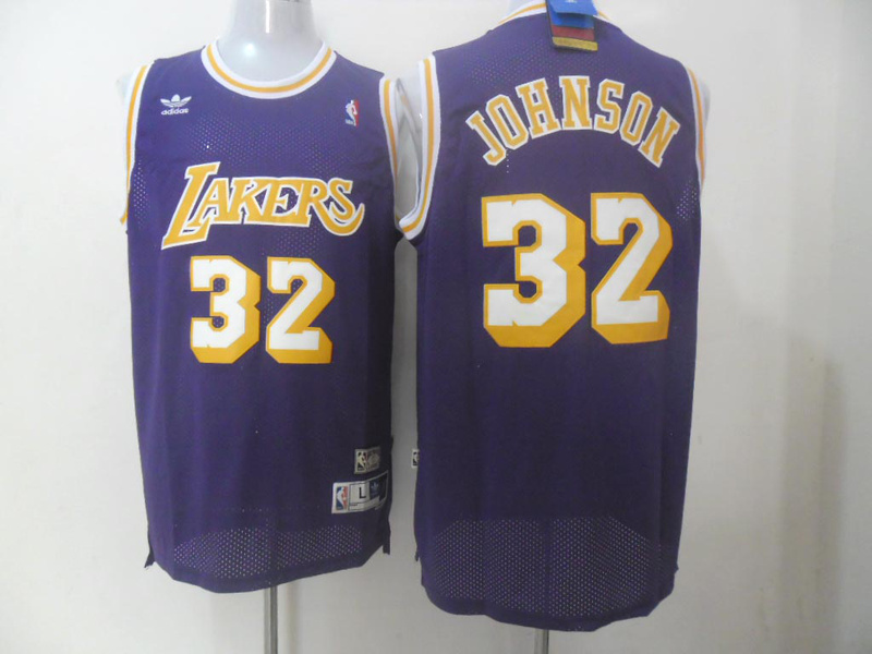  NBA Los Angeles Lakers 32 Magic Johnson New Rev30 Swingman Throwback Purple Jersey