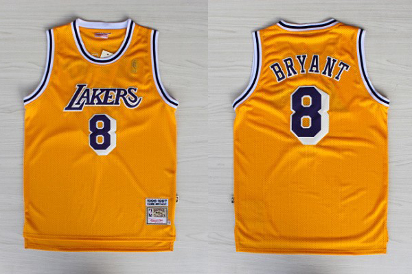  NBA Los Angeles Lakers 8 Kobe Bryant Throwback 1996 1997 New Rev30 Swingman Yellow Jersey