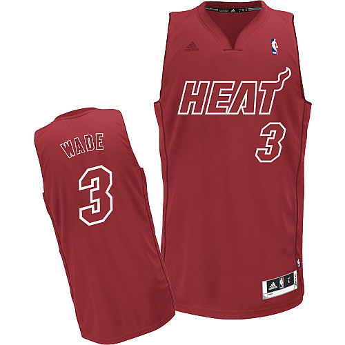  NBA Miami Heat 3 Dwyane Wade Big Color Fashion Swingman Christmas Day Red Jersey