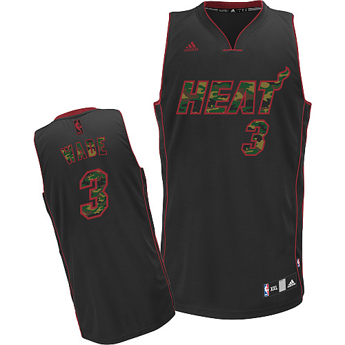  NBA Miami Heat 3 Dwyane Wade Camo Black Swingman Jersey