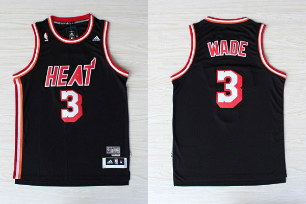  NBA Miami Heat 3 Dwyane Wade Hardwood Classic Fashion Swingman Black Jerseys