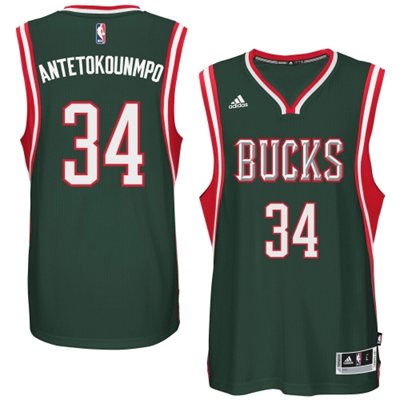  NBA Milwaukee Bucks 34 Giannis Antetokounmpo Jerseys New Revolution 30 Swingman Road Green Jersey