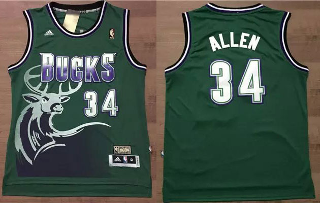  NBA Milwaukee Bucks 34 Ray Allen Jerseys New Revolution 30 Swingman Road Green Jersey