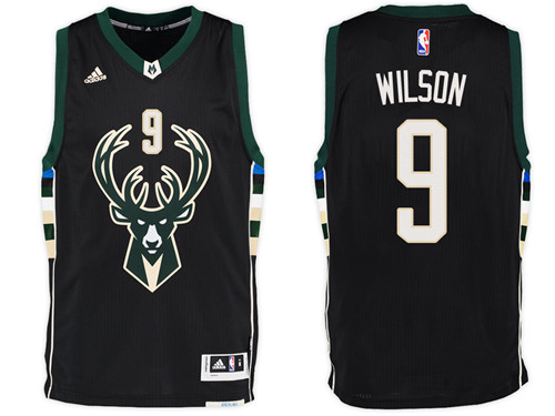  NBA Milwaukee Bucks d j wilson Jersey New Revolution 30 Swingman Road Black Jersey