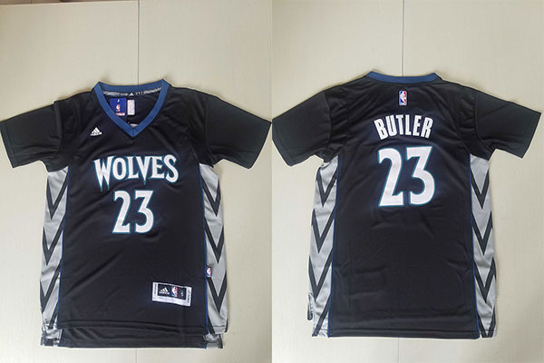  NBA Minnesota Timberwolves #23 Jimmy Butler Jersey New Revolution 30 Swingman Road Black Jersey With Sleeve