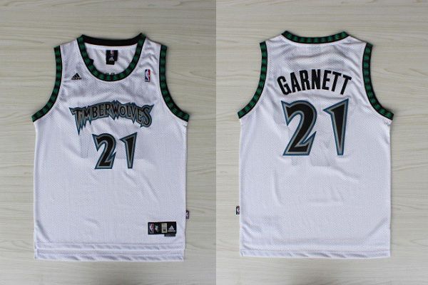  NBA Minnesota Timberwolves 21 Kevin Garnett Swingman White Jersey