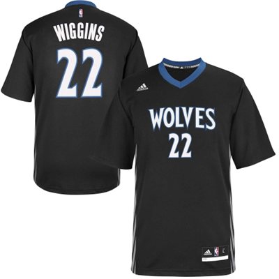  NBA Minnesota Timberwolves 22 Andrew Wiggins Revolution 30 Swingman Alternate Black Jersey With Sleeve