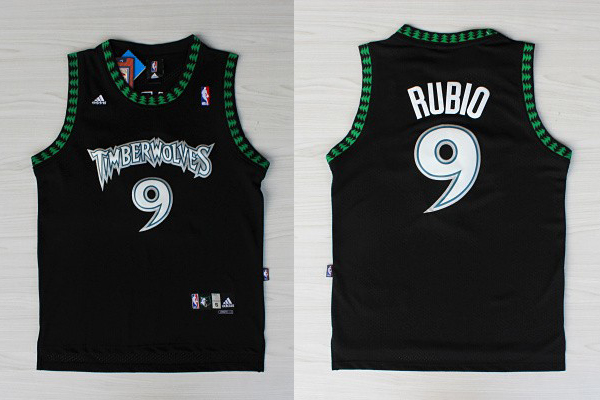  NBA Minnesota Timberwolves 9 Ricky Rubio Throwback Soul Swingman Black Jersey