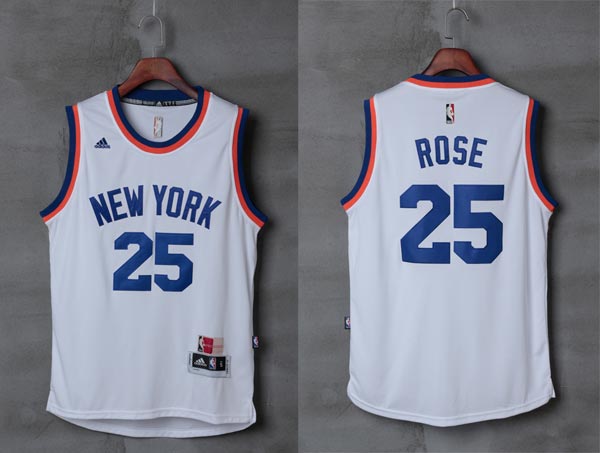  NBA New York Knicks 25 Derrick Rose New Revolution 30 Swingman White Stitched NBA Jersey