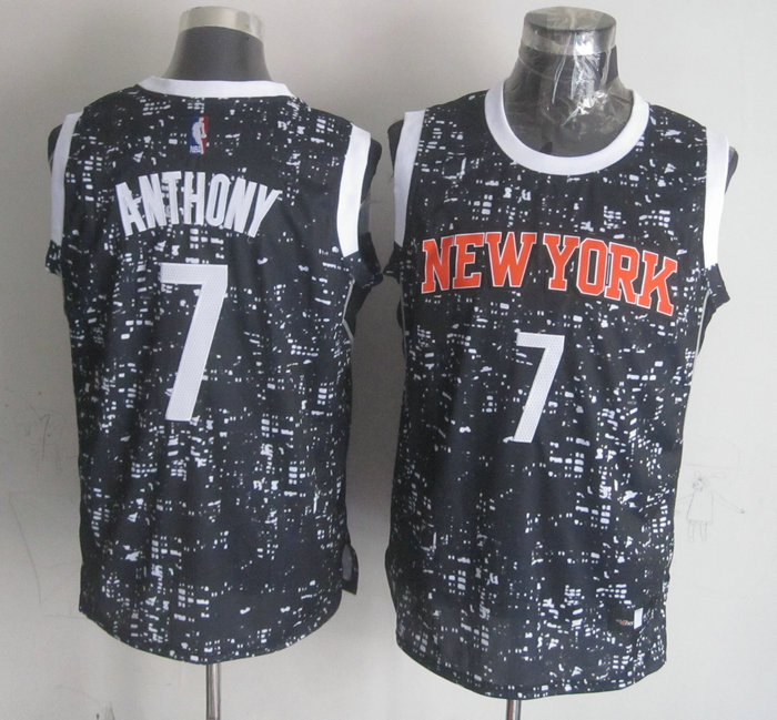  NBA New York Knicks 7 Carmelo Anthony Black City Luminous Jersey