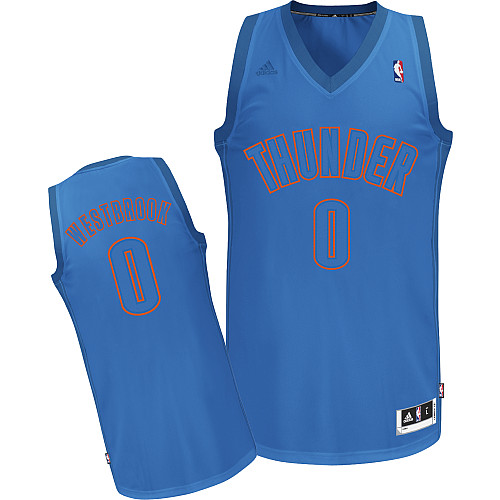  NBA Oklahoma City Thunder 0 Russell Westbrook Big Color Fashion Swingman Christmas Day Blue Jersey