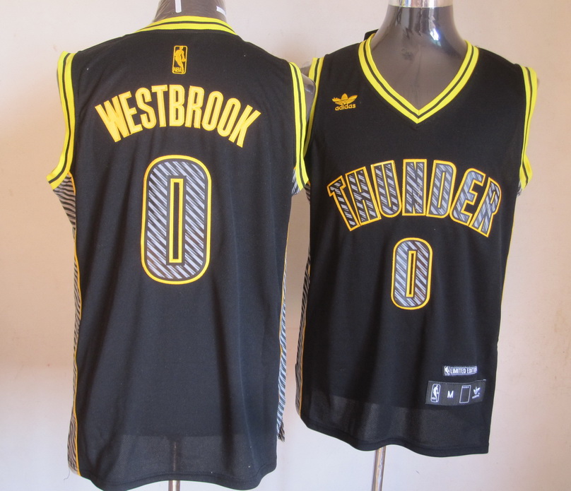  NBA Oklahoma City Thunder 0 Russell Westbrook Electricity Fashion Swingman Black Jersey
