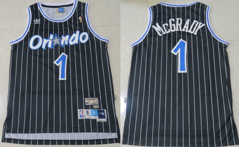  NBA Orlando Magic 1 McGrady New Revolution Swingman Throwback Black Jersey