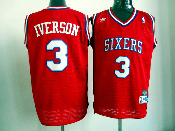  NBA Philadelphia 76ERS 3 Allen Iverson Soul Throwback Swingman Red Jersey