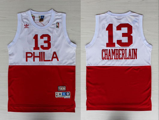  NBA Philadelphia 76ers 13 Wilt Chamberlain Soul Throwback Split White Red Jersey